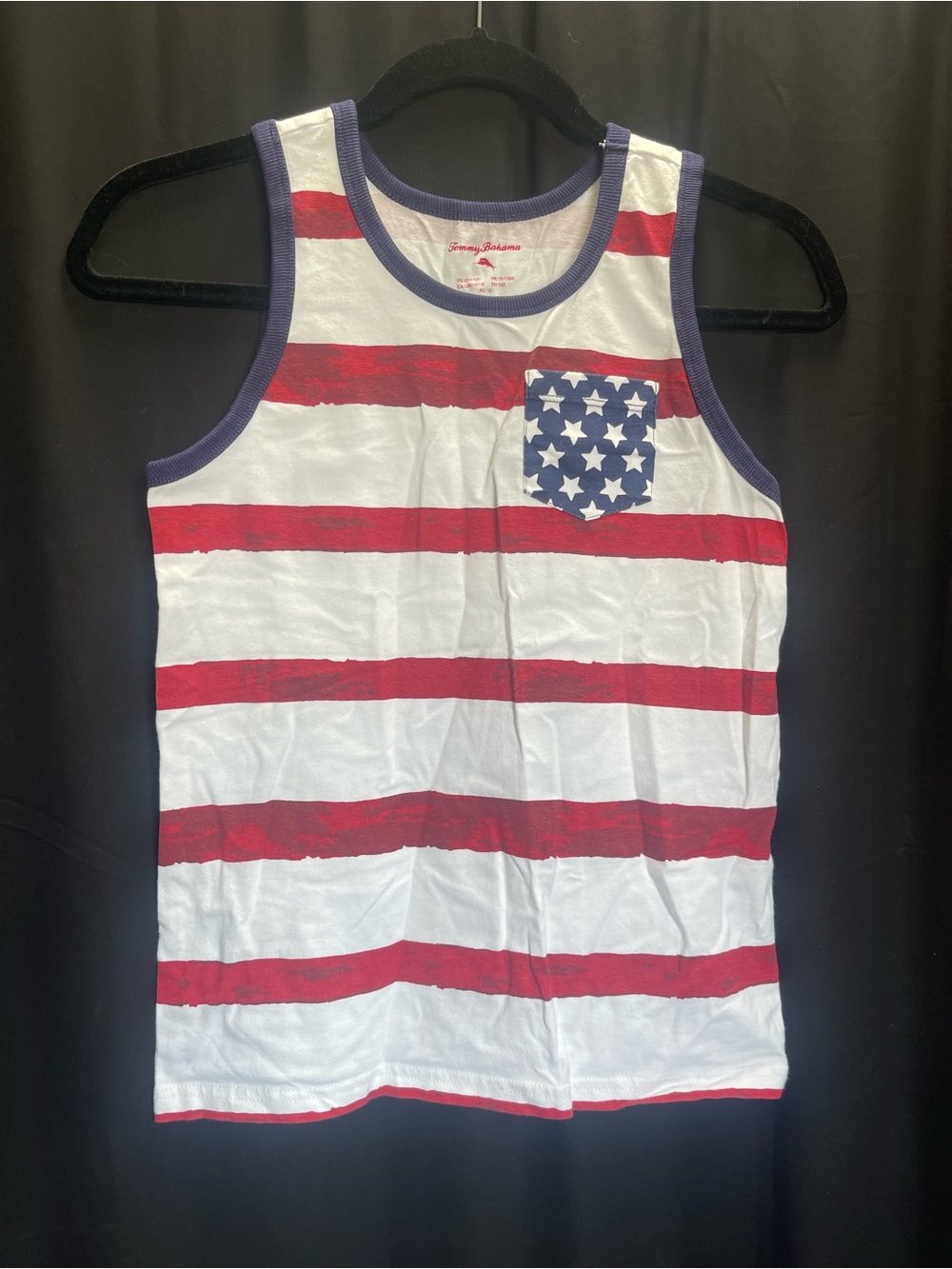 Tommy Bahama Red, White & Blue Striped Tank with Star Pocket